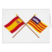 Crossed flags of Spain and the Balearic Islands Greeting Card