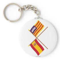Crossed flags of Spain and the Balearic Islands Keychains