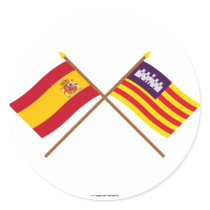 Crossed flags of Spain and the Balearic Islands Round Sticker