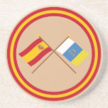Crossed flags of Spain and the Canary Islands Coasters