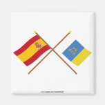Crossed flags of Spain and the Canary Islands Magnets