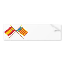 Crossed flags of Spain and Valencia Bumper Sticker