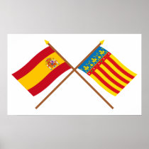 Crossed flags of Spain and Valencia Print