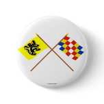 Crossed Flanders and Antwerp Flags Pinback Button