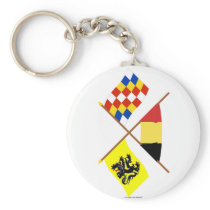 Crossed Flanders and Antwerp Flags with Belgium Key Chain