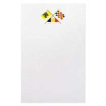 Crossed Flanders and Antwerp Flags with Belgium Stationery Design