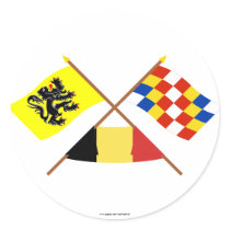 Crossed Flanders and Antwerp Flags with Belgium Stickers