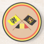 Crossed Flanders & Flemish Brabant Flags w Belgium Drink Coasters