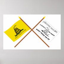 Crossed Gadsden and Culpeper Flags Posters