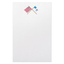 Crossed Grand Union and 2nd Rhode Island Regiment  Personalized Stationery