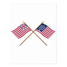 Crossed Grand Union and French Alliance Flags Postcard