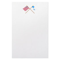 Crossed Grand  Union  and RI 1st Regiment Flags Stationery