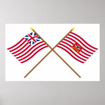 Crossed Grand Union and Sheldon's Horse Flags Print
