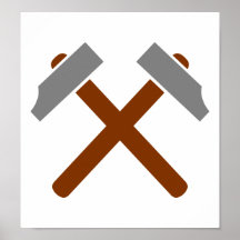 Crossed hammer tools print