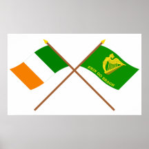 Crossed Ireland and Erin Go Bragh Flags Poster