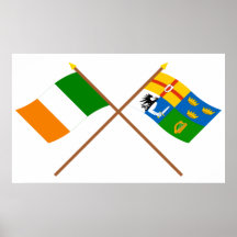 Crossed Ireland and Four-Province Flags Poster