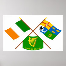 Crossed Ireland and Four-Province Flags with Erin Posters