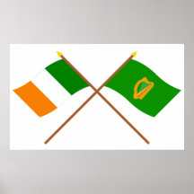 Crossed Ireland and Leinster Province Flags Poster