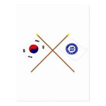 Crossed Korea and Pusan Flags Post Cards