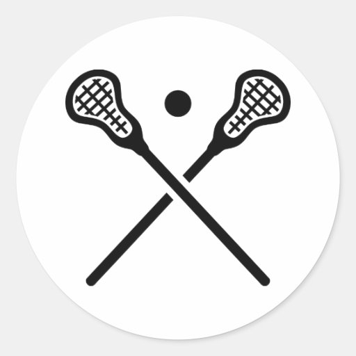 Crossed lacrosse sticks ball classic round sticker Zazzle