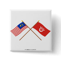 Crossed Malaysia and Kelantan flags Pinback Buttons