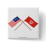Crossed Malaysia and Kelantan flags Pinback Buttons