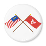 Crossed Malaysia and Kelantan flags Refrigerator Magnets