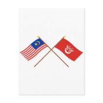 Crossed Malaysia and Kelantan flags Postcards