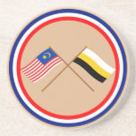 Crossed Malaysia and Perak flags coasters