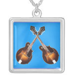 CROSSED MANDOLINS-NECKLACE-ON BLUE