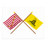 Crossed Navy Jack and Gadsden Flag postcards