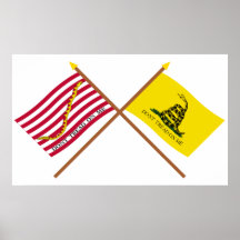 Crossed Navy Jack and Gadsden Flag Posters