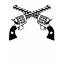 Crossed Six Shooter Guns gray fitted mens tshirt