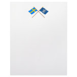 Crossed Sweden and Hallands län flags Personalized Letterhead