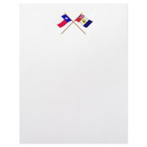 Crossed Texas and Austin-Wharton-Archer Flags Personalized Letterhead