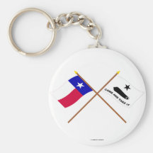 Crossed Texas and  Gonzales Flags Key Chain