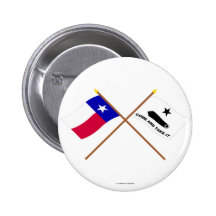 Crossed Texas and  Gonzales Flags Pin
