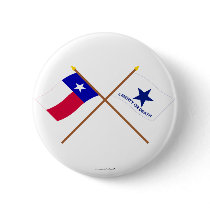 Crossed Texas and Troutman Flags Button