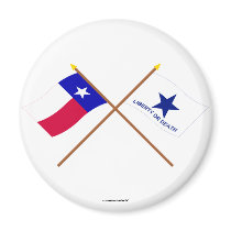 Crossed Texas and Troutman Flags Fridge Magnet