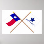 Crossed Texas and Troutman Flags Print