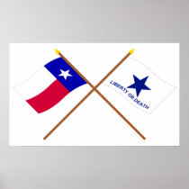 Crossed Texas and Troutman Flags Print