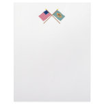 Crossed US 13-star and Delaware State Flags Letterhead Template