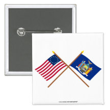 Crossed US 13-star and New York State Flags Pin