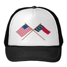 Crossed US 13-star and North Carolina State Flags Mesh Hats