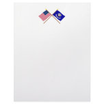 Crossed US 20-star and Louisiana State Flags Letterhead Template