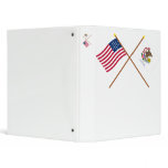 Crossed US 21-star and Illinois State Flags 3 Ring Binders