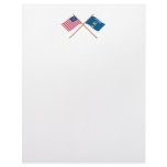Crossed US 30-star and Wisconsin State Flags Customized Letterhead
