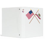 Crossed US 31-star and California State Flags 3 Ring Binder