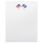 Crossed US 32-star and Minnesota State Flags Letterhead Template