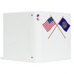 Crossed US 37-star and Nebraska State Flags 3 Ring Binders